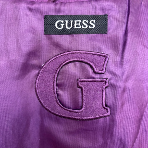 Guess Women's Purple Wool Peacoat Snap Button Embroidered Size M - Picture 3 of 13